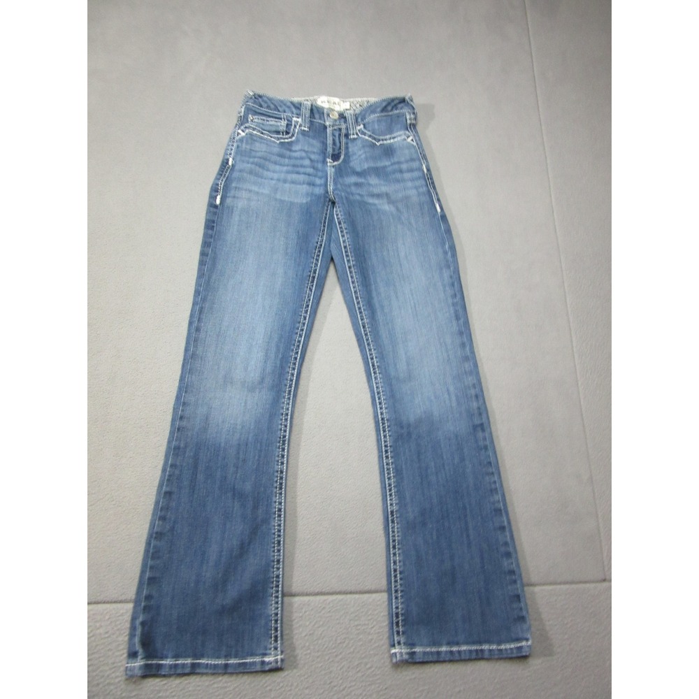 Ariat Jeans Girls 14 Blue Real Denim Bootcut Western Contrast Stitch Cowgirl